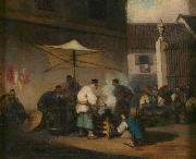 George Chinnery Street Scene, Macao, with Pigs Spain oil painting artist